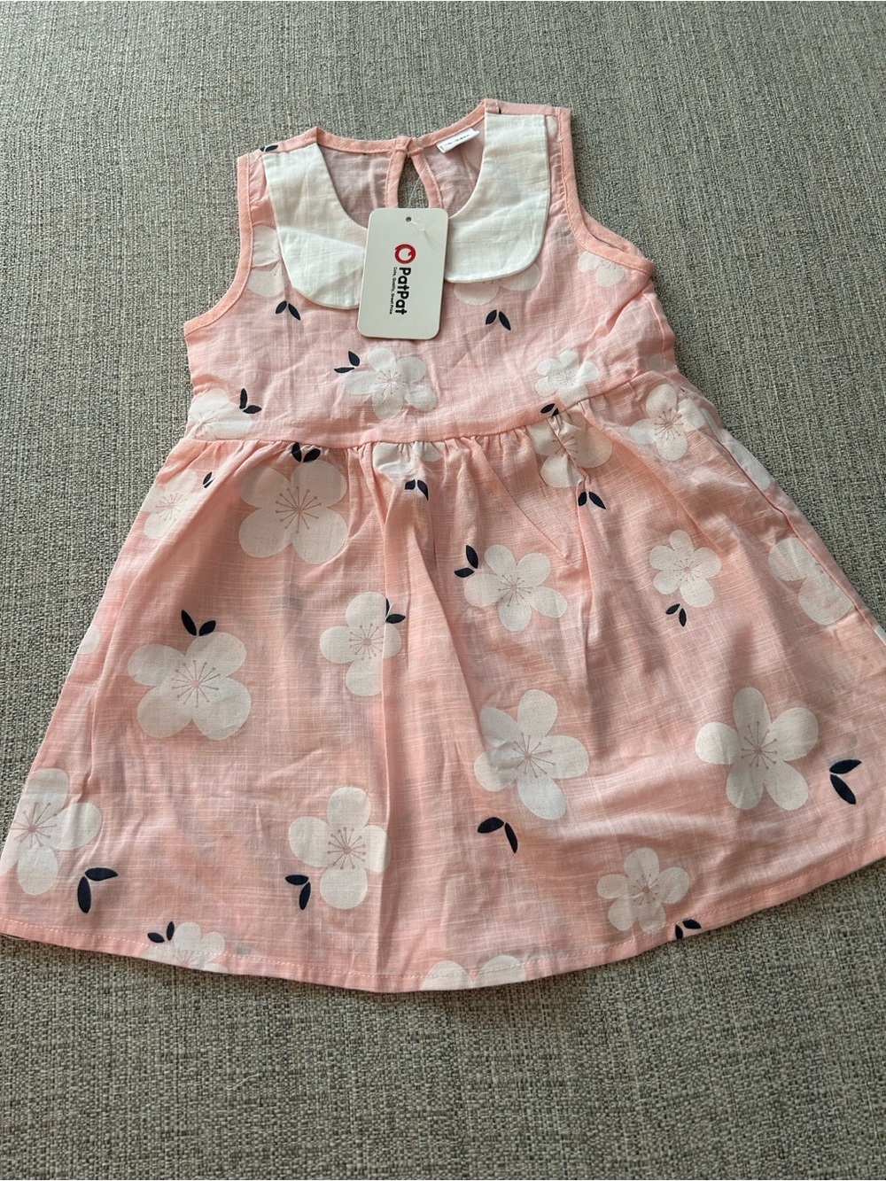 Pink Floral Cotton Dress with Peter Pan Collar. Size 18-24M 100% Cotton. NWT
